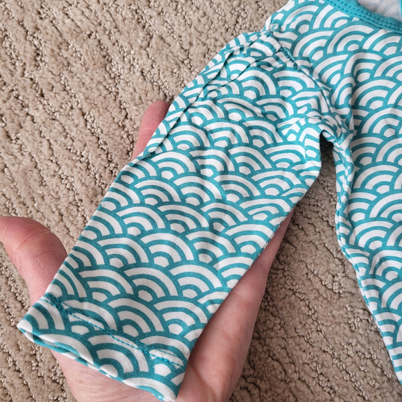 Baby Girl’s Long Sleeve Shirt – KicKee Pants–Teal & White-Size 0–3 Months-NWT - Picture 7 of 8